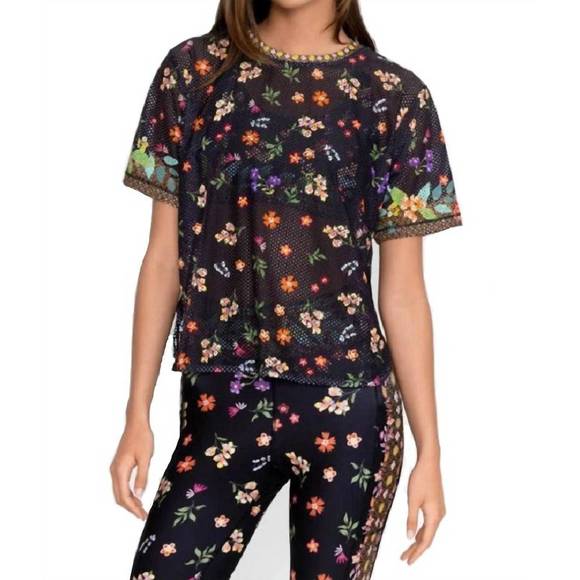 NEW JOHNNY WAS nani mesh oversize crop tee in multi - Picture 1 of 3